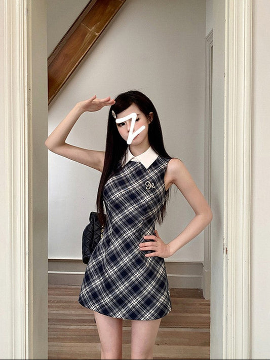 ノースリーブチェックPOLOワンピース TK0249