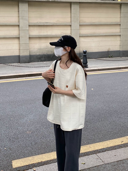 ジャガードテクスチャー半袖Tシャツ TK0263