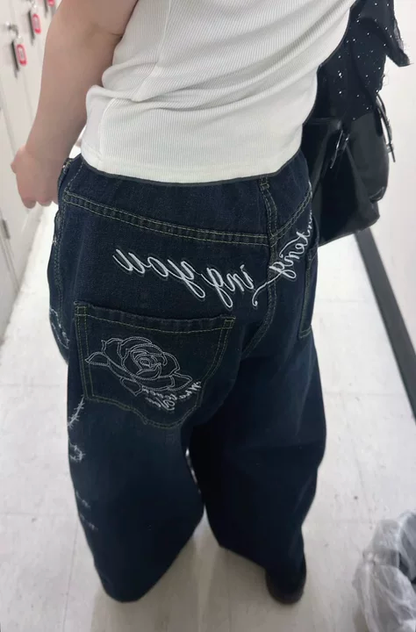 「evh1al4」ローズ刺繍デニムパンツ TK0268