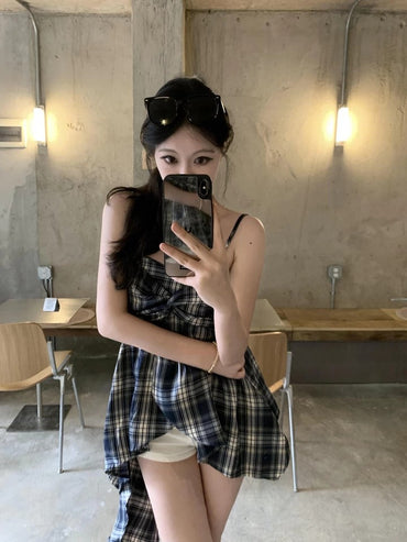 チェックアシメキャミソール トップス/スカート TK0269