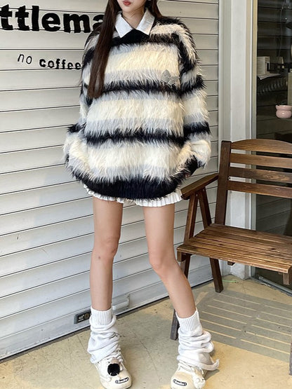 ゆったりボーダーボアニット TK0285