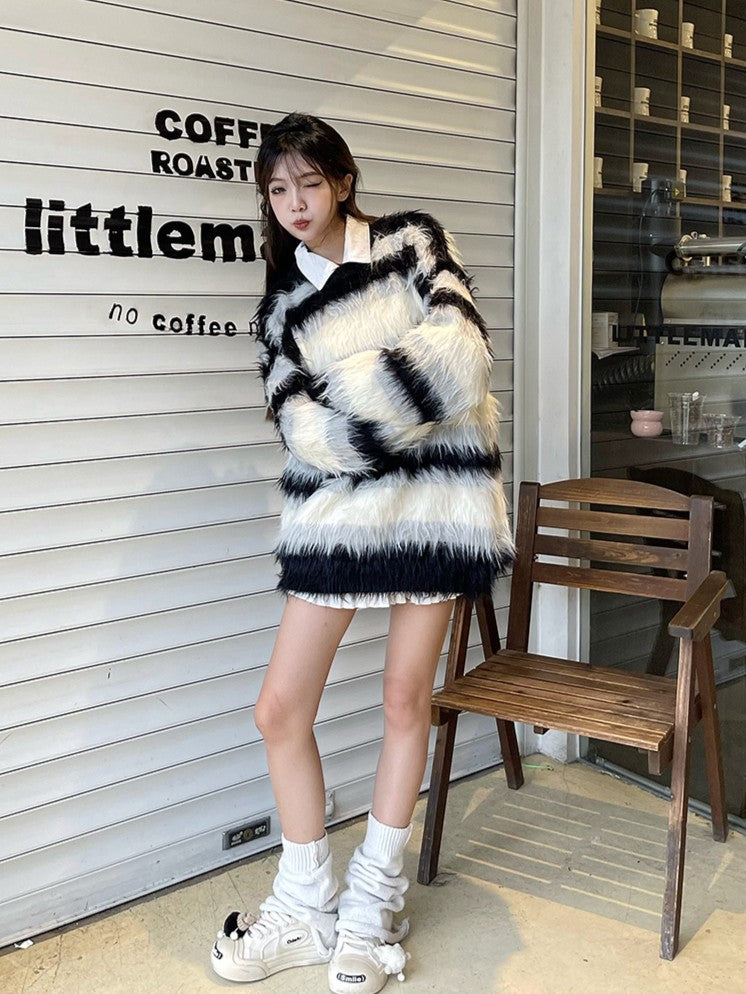 ゆったりボーダーボアニット TK0285