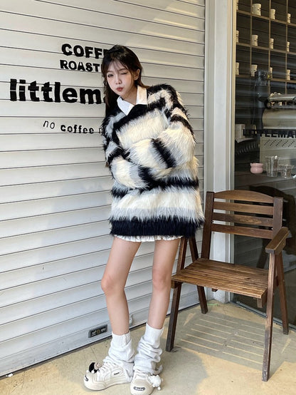 ゆったりボーダーボアニット TK0285