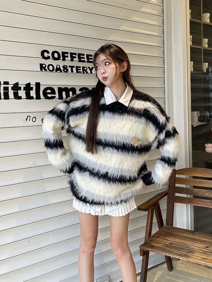 ゆったりボーダーボアニット TK0285