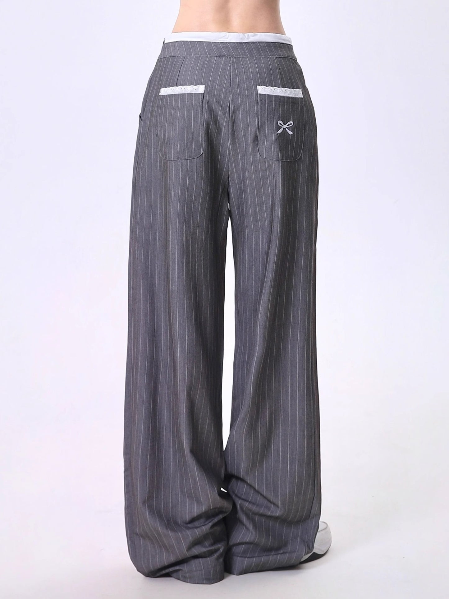 グレーストライプワイドパンツ  TK0286