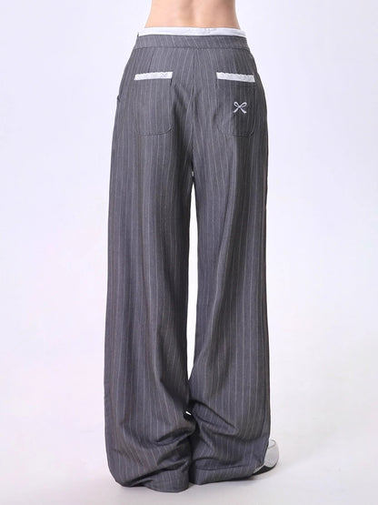 グレーストライプワイドパンツ  TK0286