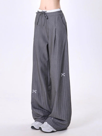 グレーストライプワイドパンツ  TK0286