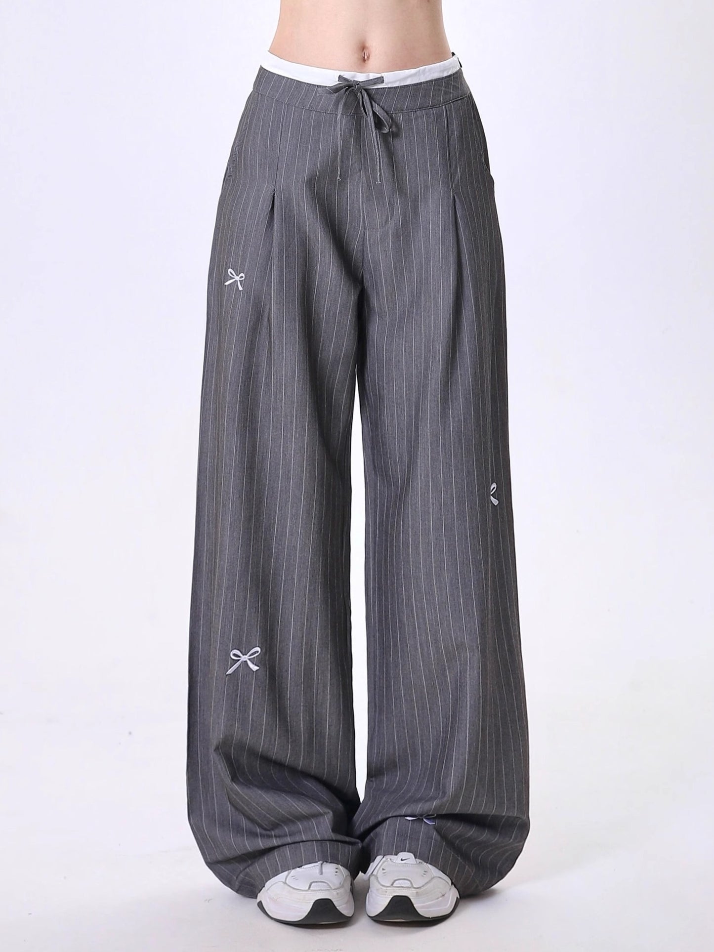 グレーストライプワイドパンツ  TK0286