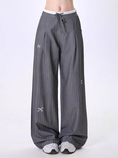 グレーストライプワイドパンツ  TK0286