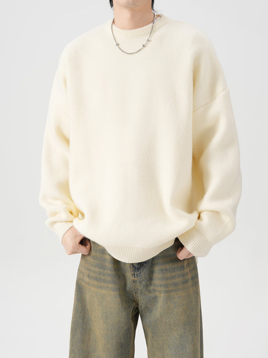 「3色展開」カジュアル無地ニットプルオーバー TK0293