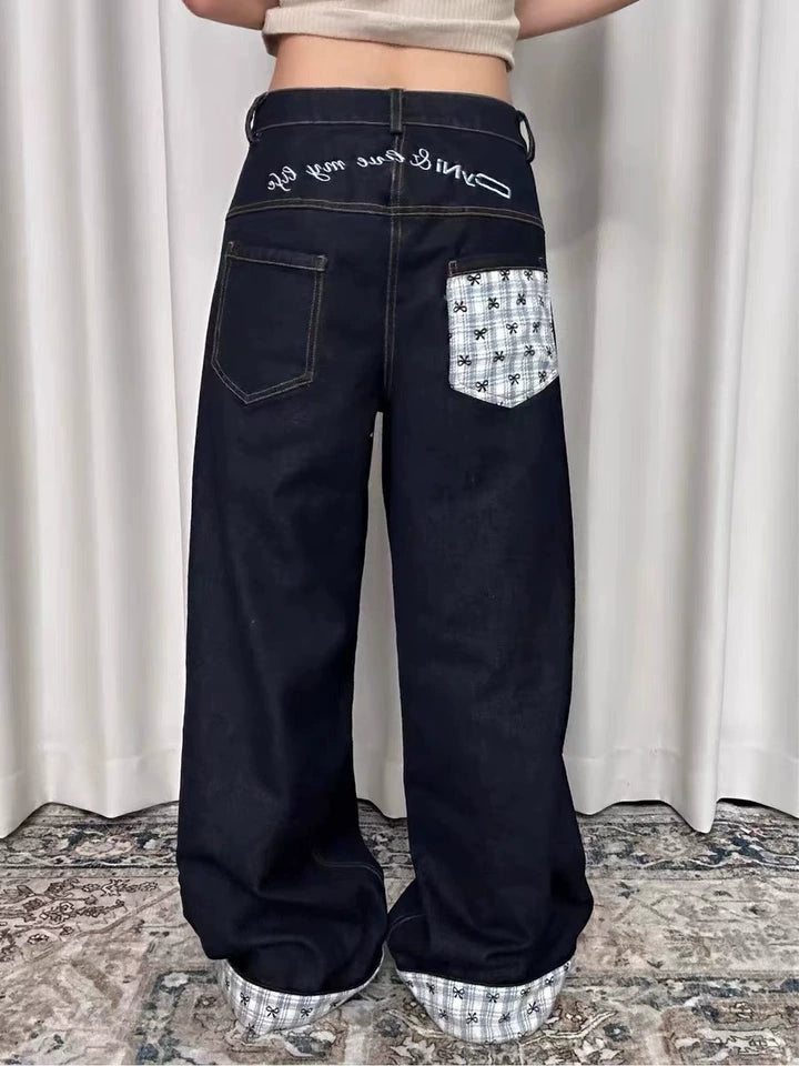 SIRLOVAG パッチワーク デニム ワイドレッグ パッチワーク」ワイドデニムパンツ TK0298 – TAKUTAKU