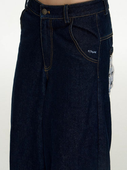 「パッチワーク」ワイドデニムパンツ TK0298