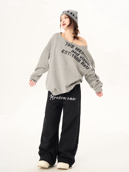 「ダブルウエスト」レースワイドスウェットパンツ TK0299