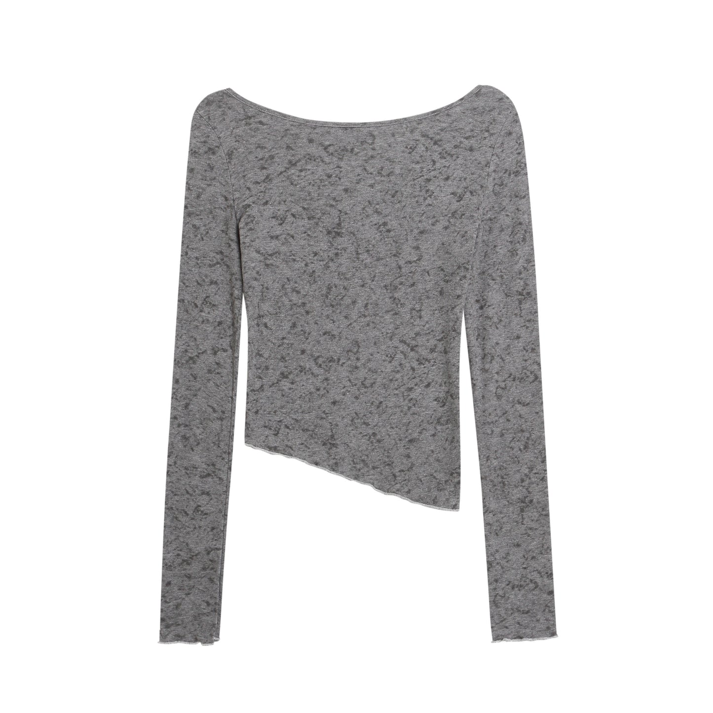ムラ染めフリルネックロングシャツ TK0301