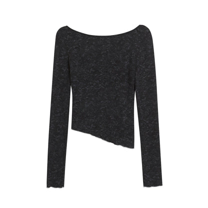 ムラ染めフリルネックロングシャツ TK0301