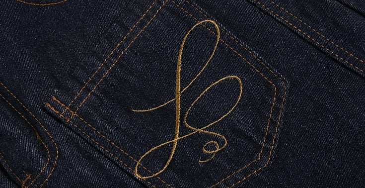 「刺繍飾り」ワイドバギーデニムパンツ TK0305