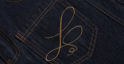 「刺繍飾り」ワイドバギーデニムパンツ TK0305