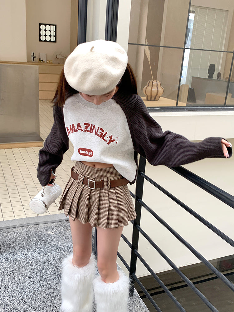 「裏地付き」千鳥柄 プリーツスカート TK0321