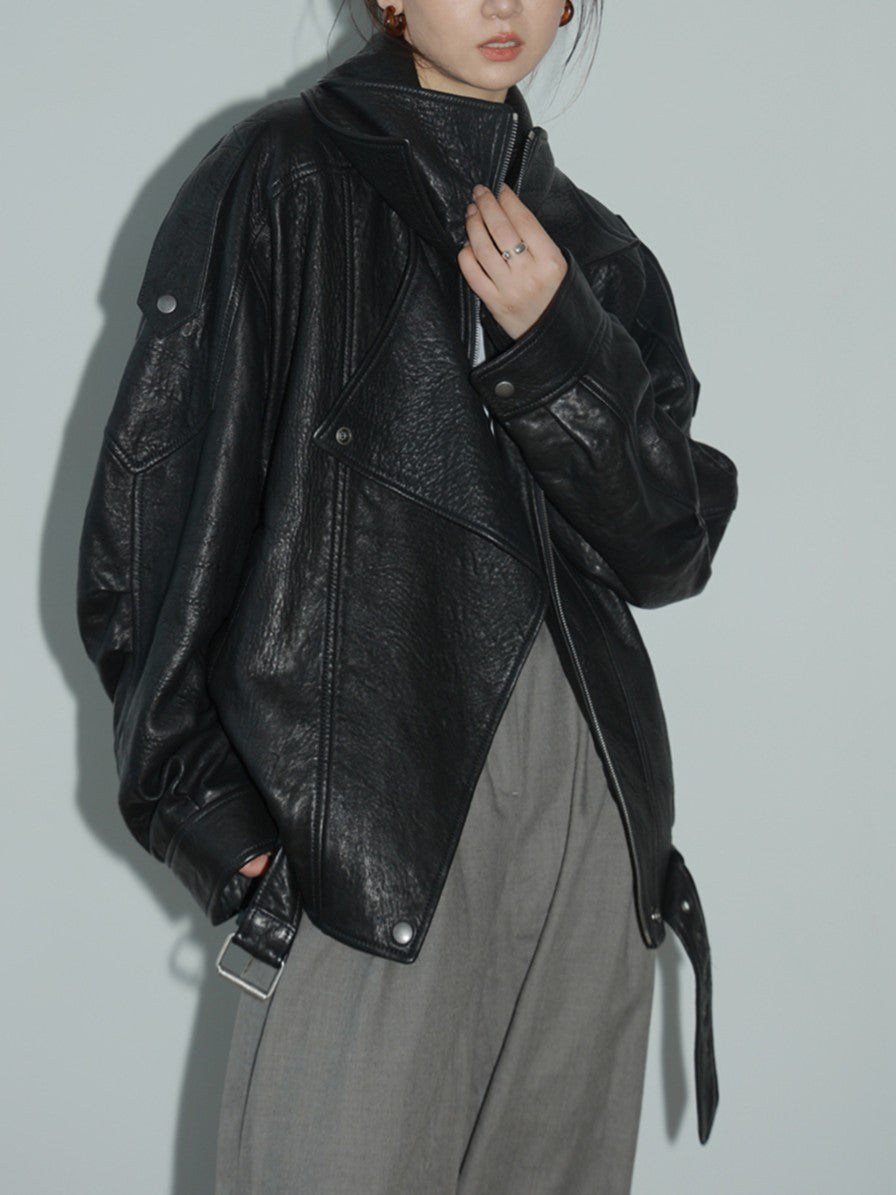 PUレザーダブルライダースジャケット TK0335
