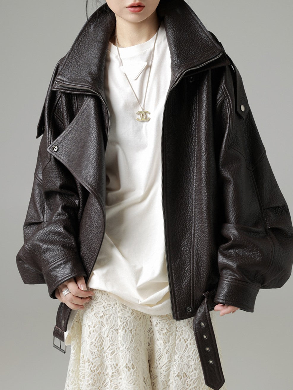 PUレザーダブルライダースジャケット TK0335