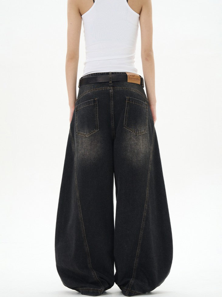 バレルレッグ カーブデニムパンツ TK0336