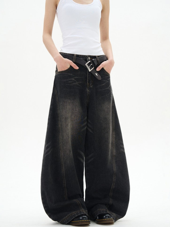 バレルレッグ カーブデニムパンツ TK0336