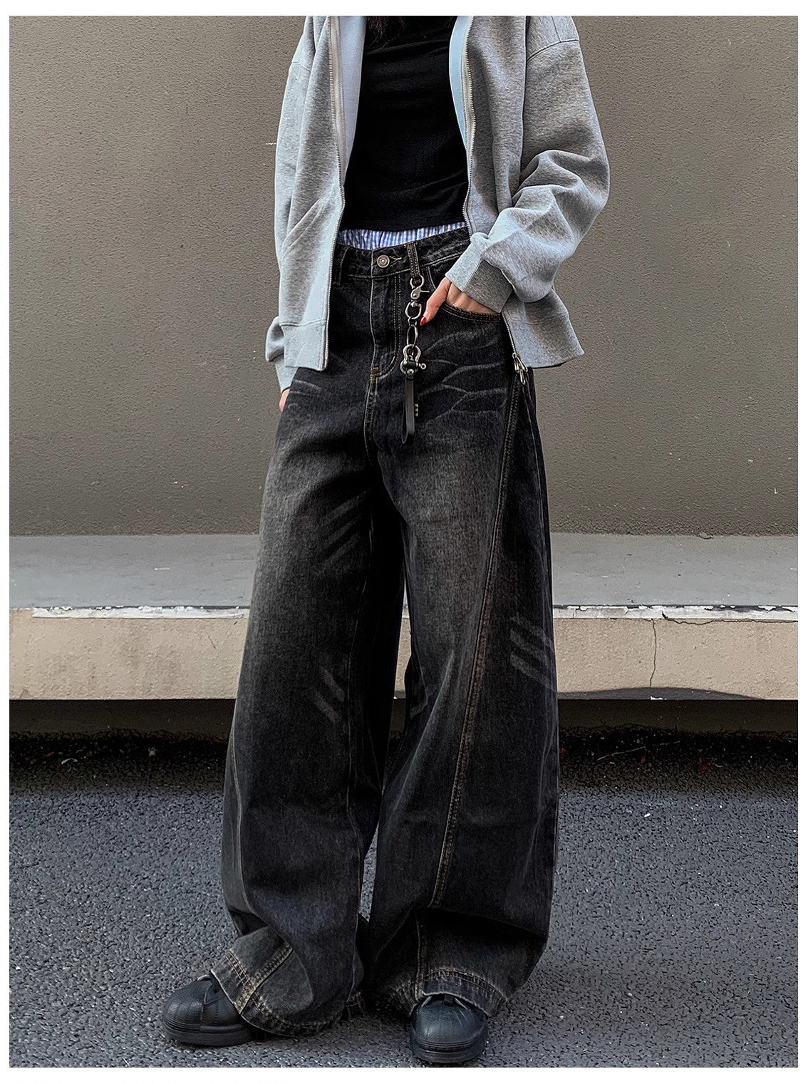 バレルレッグ カーブデニムパンツ TK0336