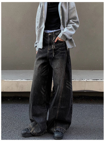 バレルレッグ カーブデニムパンツ TK0336