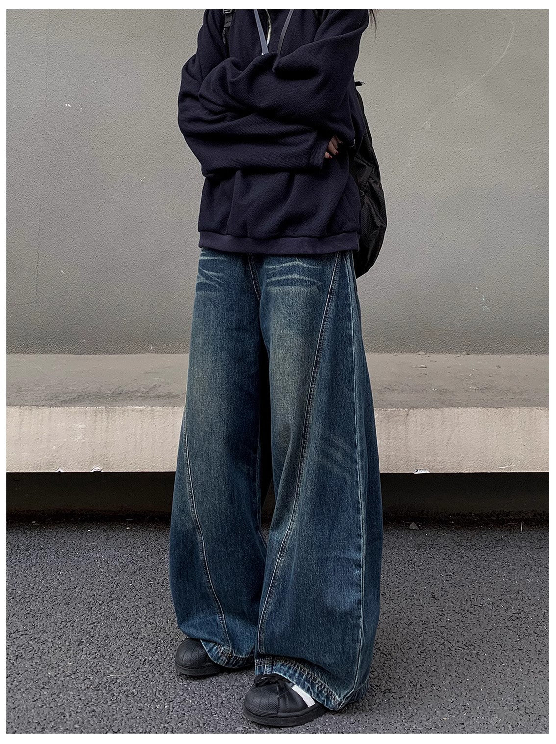 バレルレッグ カーブデニムパンツ TK0336