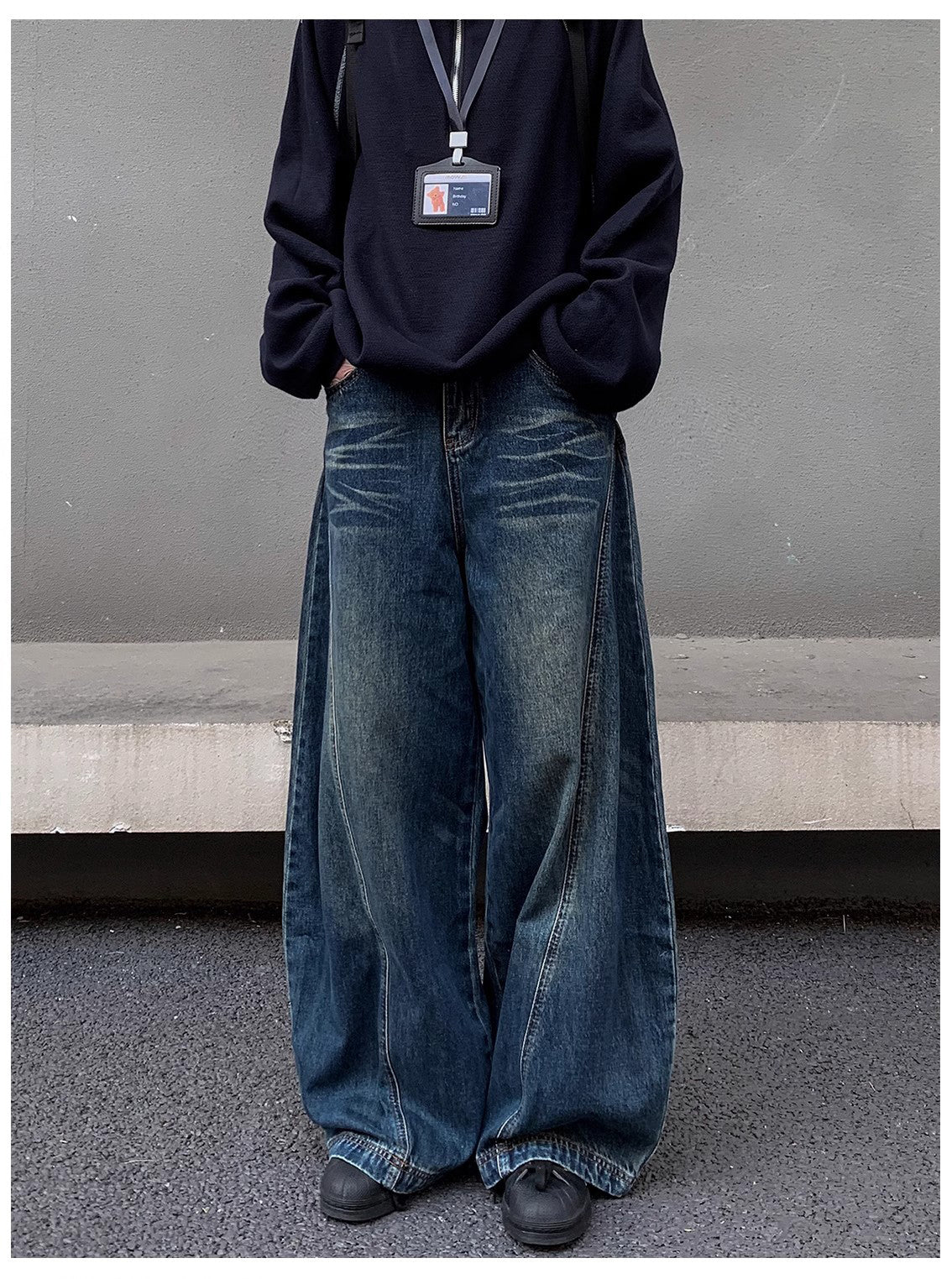 バレルレッグ カーブデニムパンツ TK0336