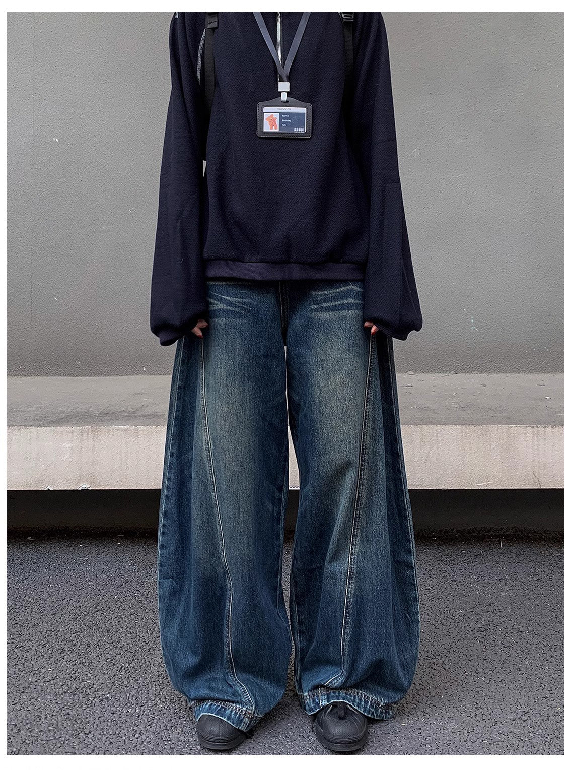 バレルレッグ カーブデニムパンツ TK0336