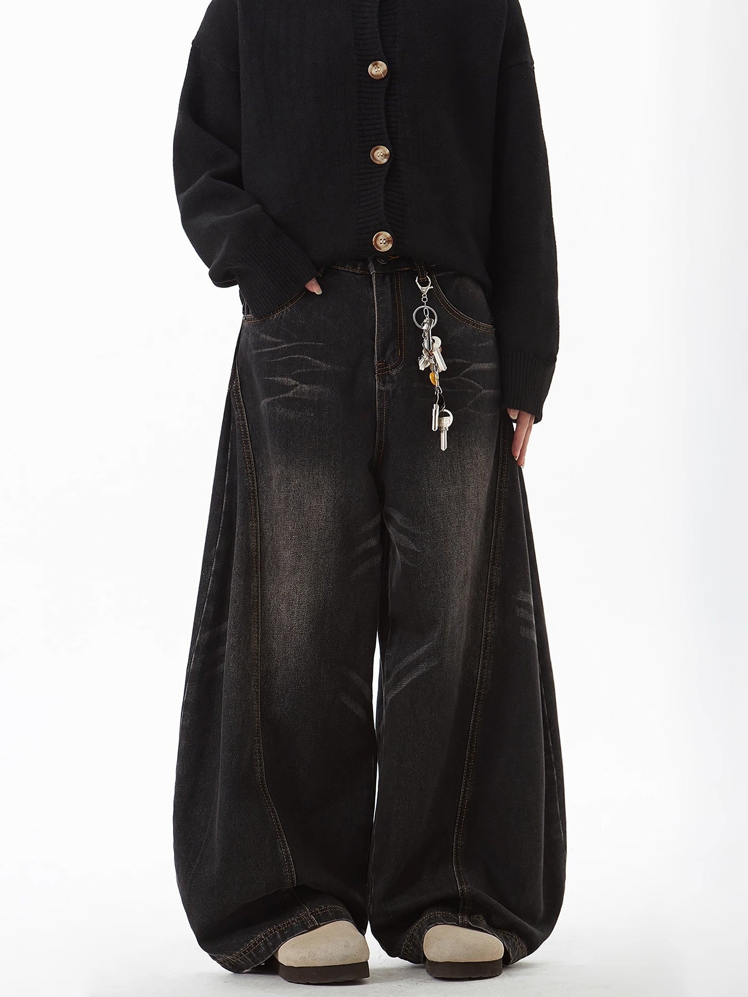 バレルレッグ カーブデニムパンツ TK0336