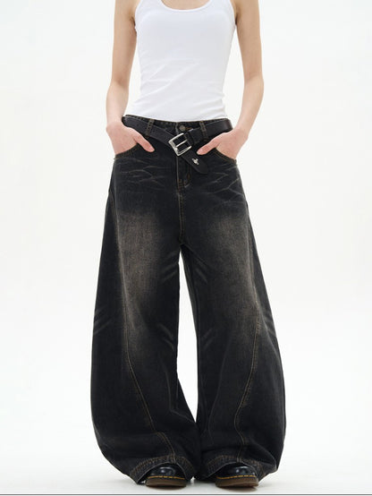 バレルレッグ カーブデニムパンツ TK0336