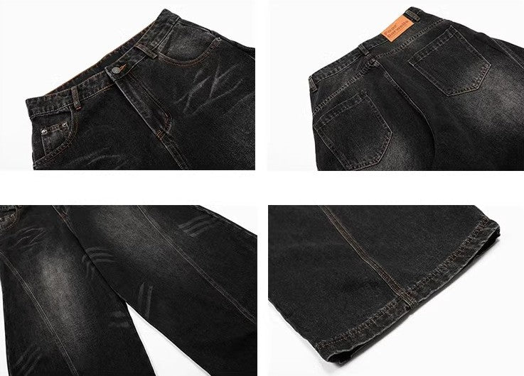 バレルレッグ カーブデニムパンツ TK0336