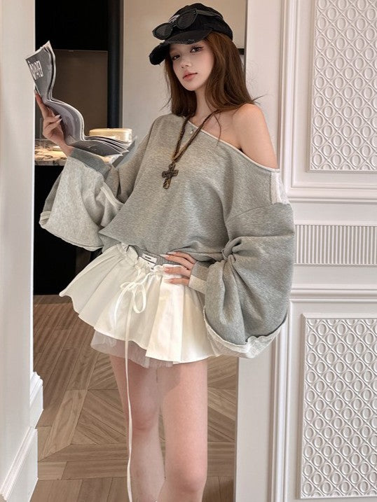 オーバーサイズ オフショルダー スウェットTK0337