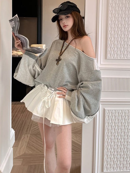 オーバーサイズ オフショルダー スウェットTK0337