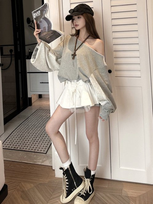 オーバーサイズ オフショルダー スウェットTK0337