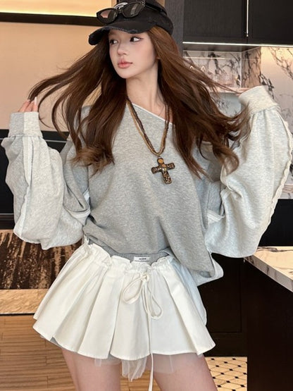 オーバーサイズ オフショルダー スウェットTK0337