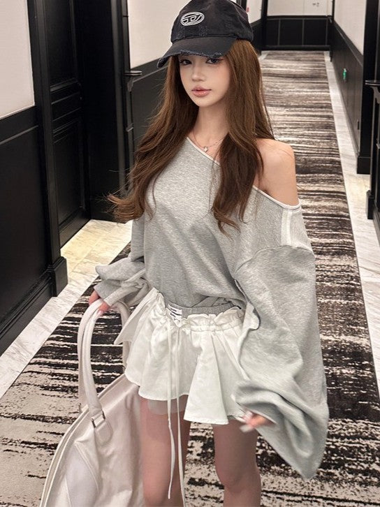 オーバーサイズ オフショルダー スウェットTK0337