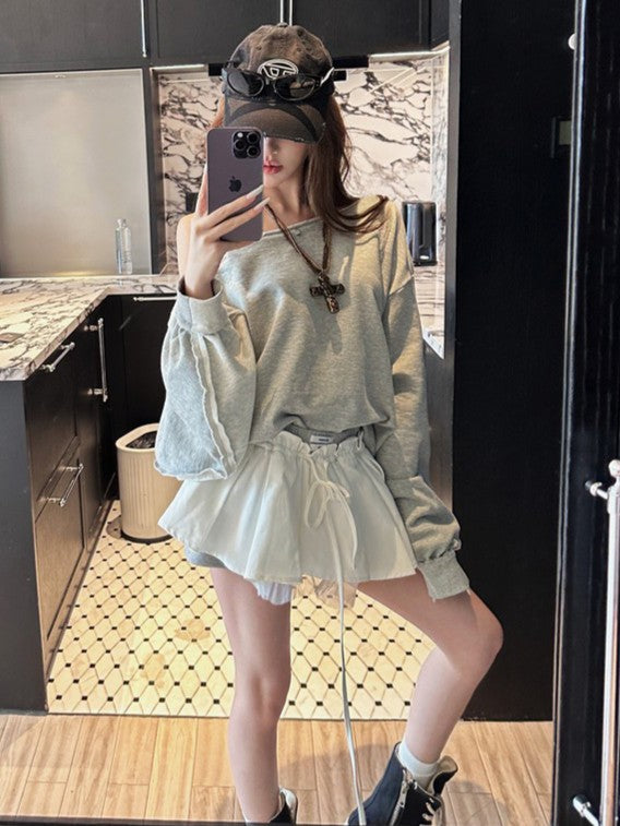 オーバーサイズ オフショルダー スウェットTK0337