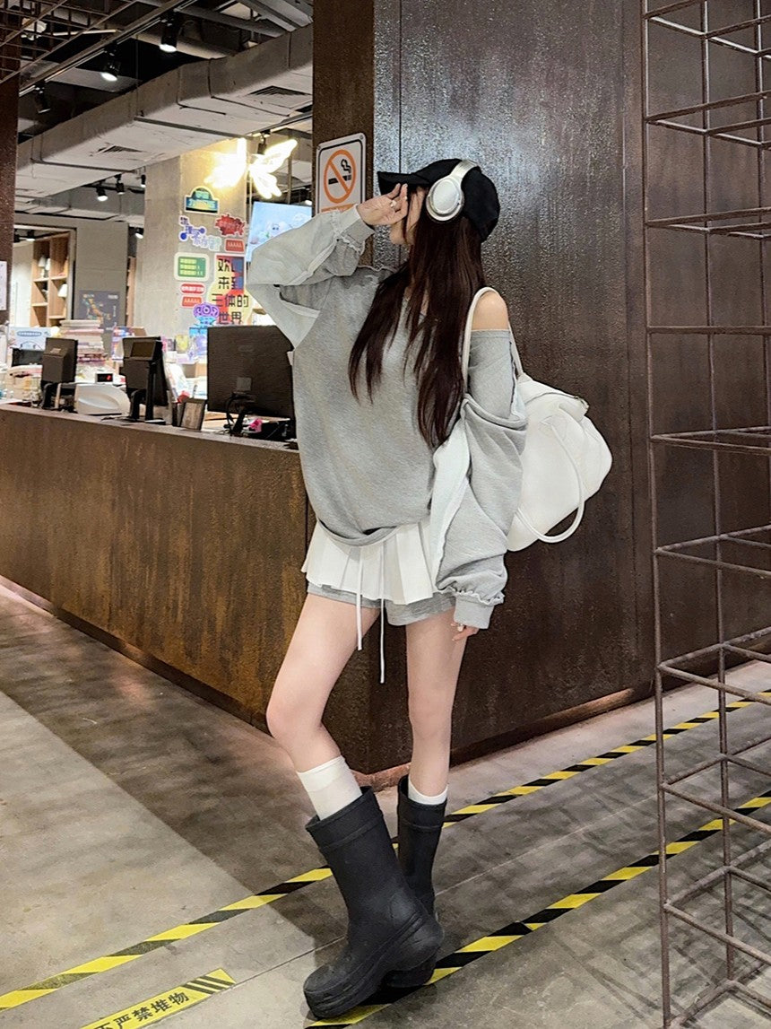 オーバーサイズ オフショルダー スウェットTK0337