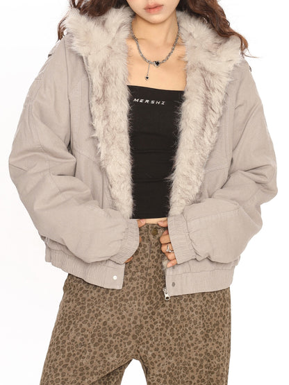 ファー付きフードパーカーコート ボアジャケット TK0338