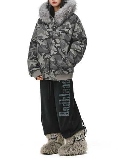カモ柄フード付きボアジャケット TK0339