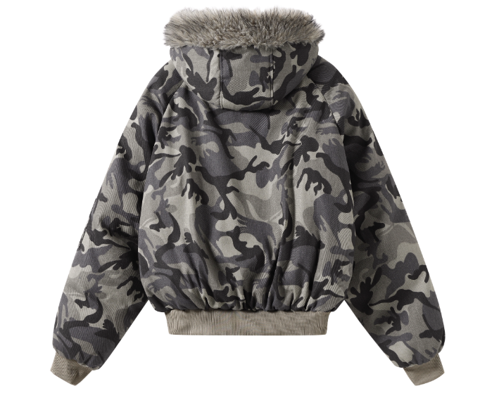 カモ柄フード付きボアジャケット TK0339