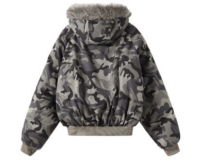 カモ柄フード付きボアジャケット TK0339