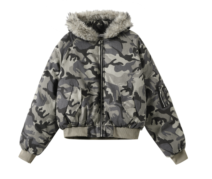 カモ柄フード付きボアジャケット TK0339