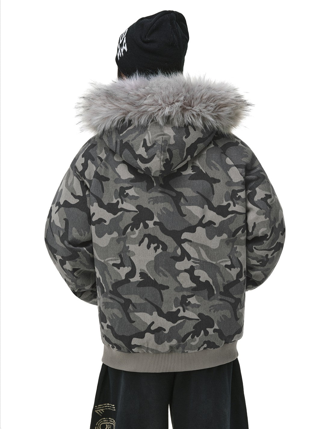 カモ柄フード付きボアジャケット TK0339