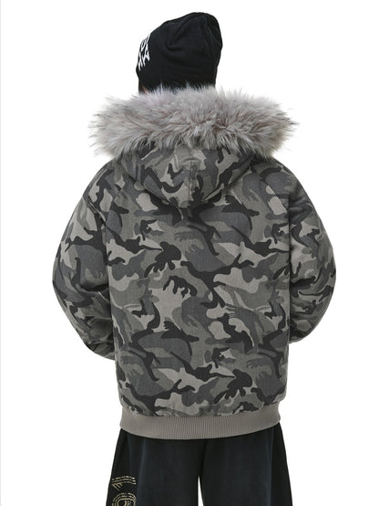 カモ柄フード付きボアジャケット TK0339
