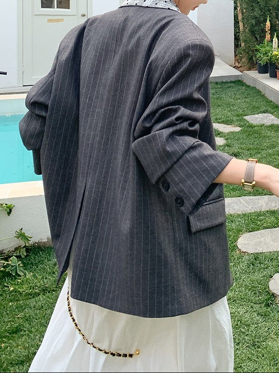 グレー Mサイズ ジャケット ストライプ付き 0929120615_6153d8273e14e.jpeg