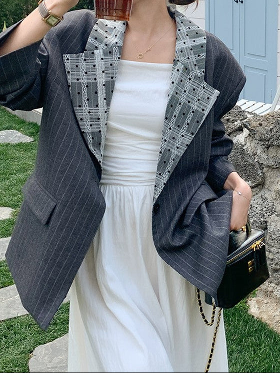 レースカラーグレーストライプジャケット TK0340 – TAKUTAKU